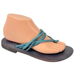 Free People Kayla Womens 36.5 6 Pool Blue‎ Leather Strappy Sandals Flip Flops